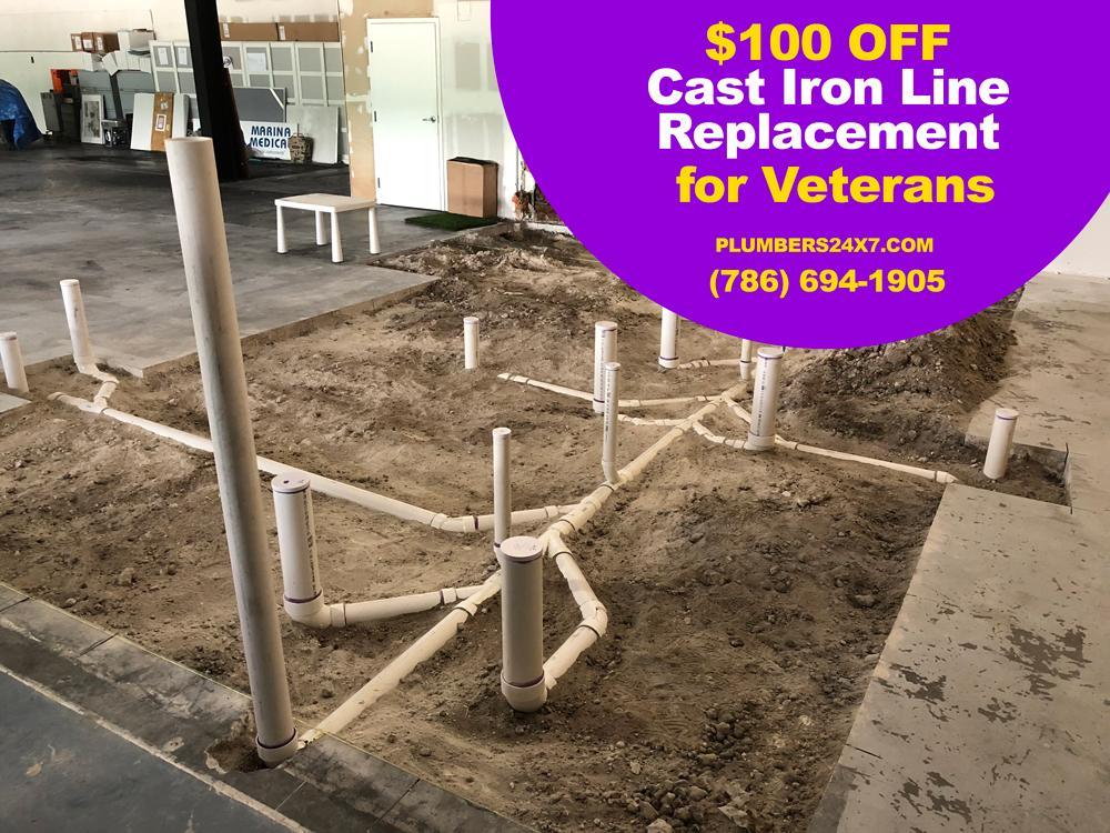 $100 de descuento en reemplazo de tuberías de hierro fundido para veteranos